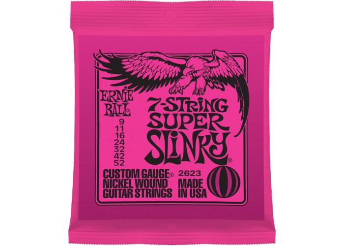 Ernie Ball 2623 струны для 7стр. электрогитары Nickel Wound Super Slinky 7 (9-11-16-24w-32-42-52)