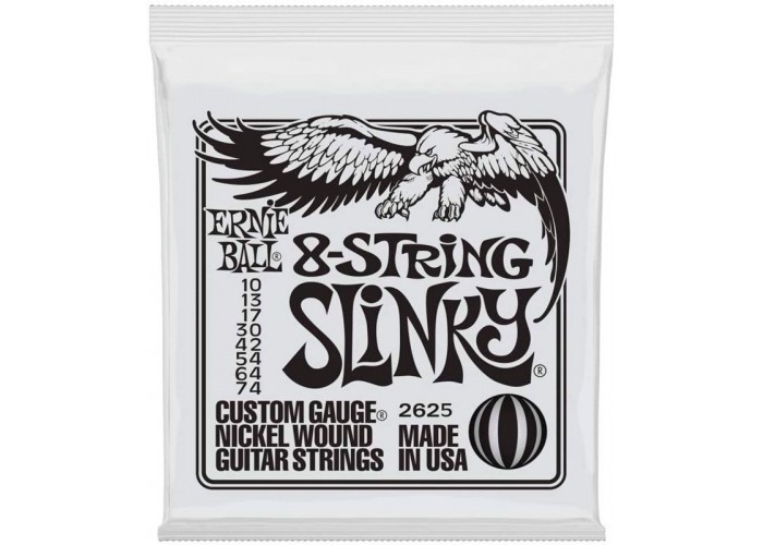 Ernie Ball 2625 струны для 8 струнной электрогитары Nickel Wound Slinky 8 (10-13-17-30-42-54-64-74)