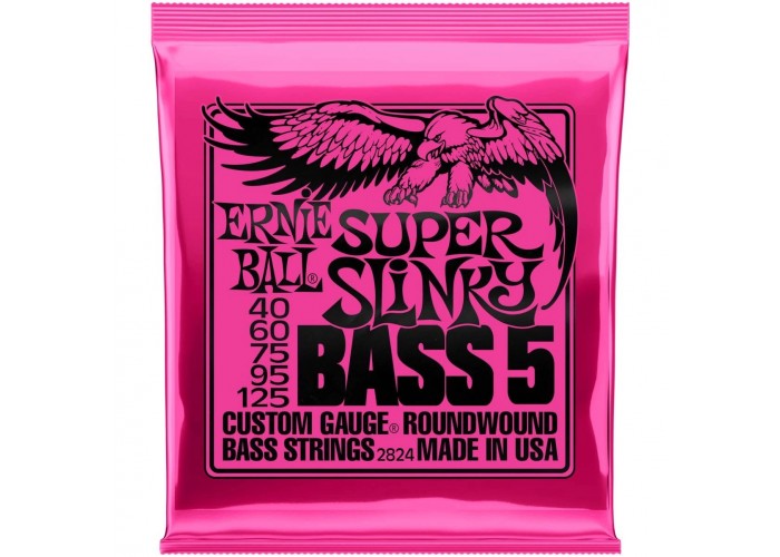 Ernie Ball 2824 струны для 5-струнной бас-гитары Nickel Wound Bass Super Slinky 5 (40-60-75-95-125)