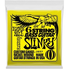 Ernie Ball 2837 струны для 6-струнной бас-гитары Nickel Bass SS Slinky 6 (20w-30-42-54-4-90)