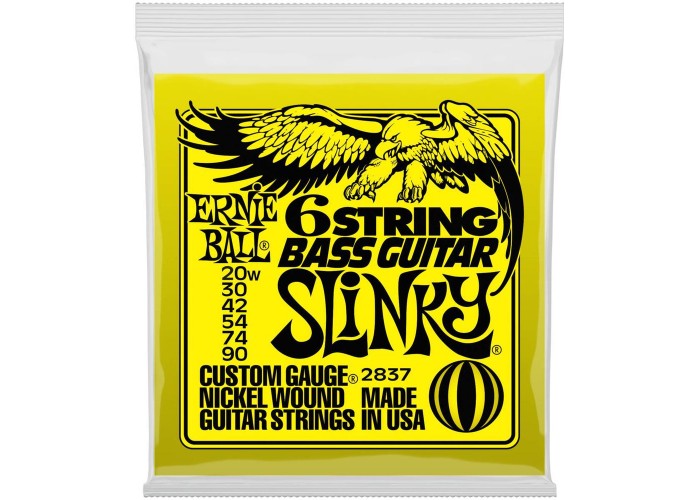 Ernie Ball 2837 струны для 6-струнной бас-гитары Nickel Bass SS Slinky 6 (20w-30-42-54-4-90)