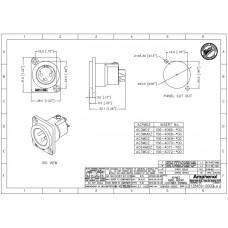 Amphenol AC3MMDZ - Разъем XLR панельный папа, 3 контакта, штекер, фланец D-типа