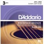 D'ADDARIO EJ26-3D 3 комплекта струн для акустической гитары, фосфор/бронза, Custom Light, 11-52