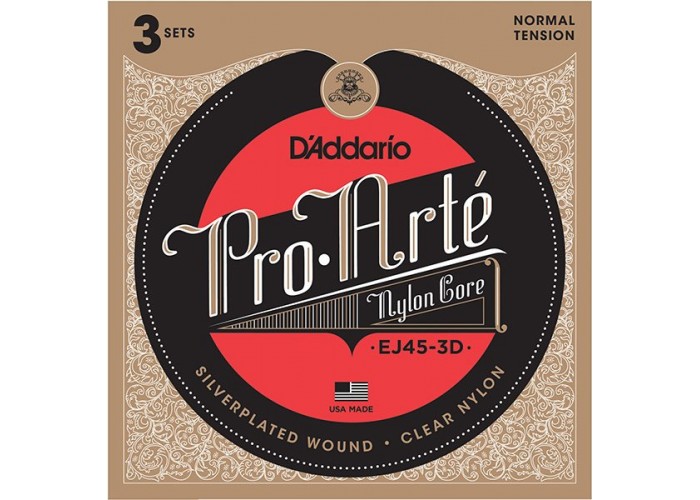 D'Addario EJ45-3D Pro-Arte Струны для классической гитары, нейлон, Normal, 3 комплекта