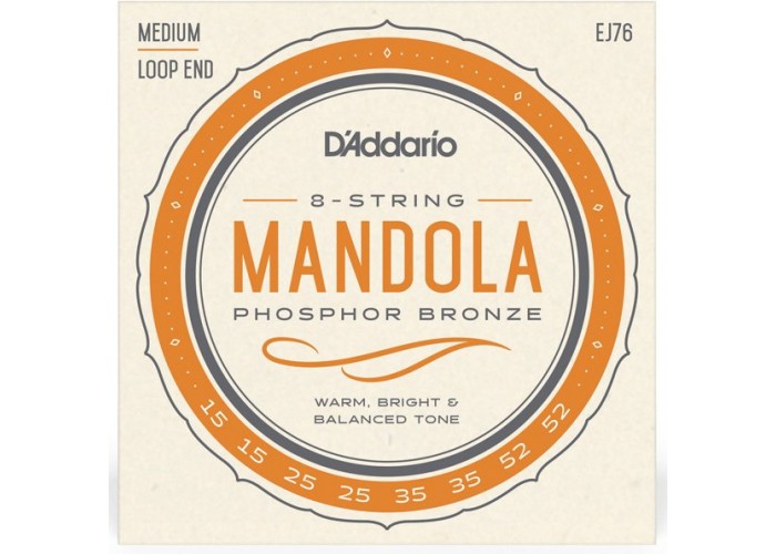 D'Addario EJ76 Комплект струн для мандолы, фосфорная бронза, 15-52