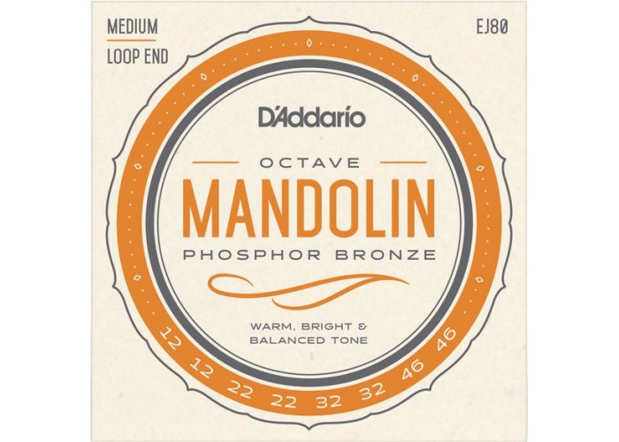 D'Addario EJ80 Комплект струн для мандолины октавной, фосфорная бронза, 12-46