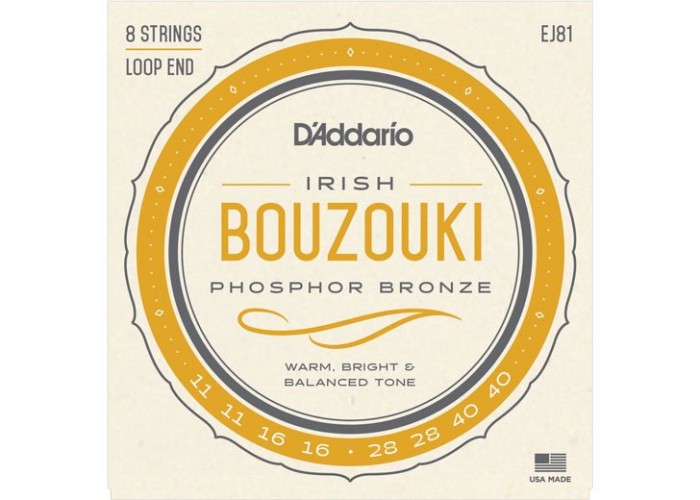 D'Addario EJ81 Комплект струн для ирландского бузуки, фосфорная бронза, 11-40