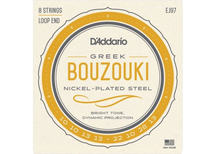 D'Addario EJ97 Комплект струн для греческого бузуки, никелированные, 10-28