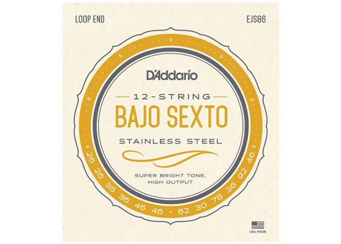 D'Addario EJS86 Bajo Sexto Комплект струн для бахо сексто, сталь, 26-92