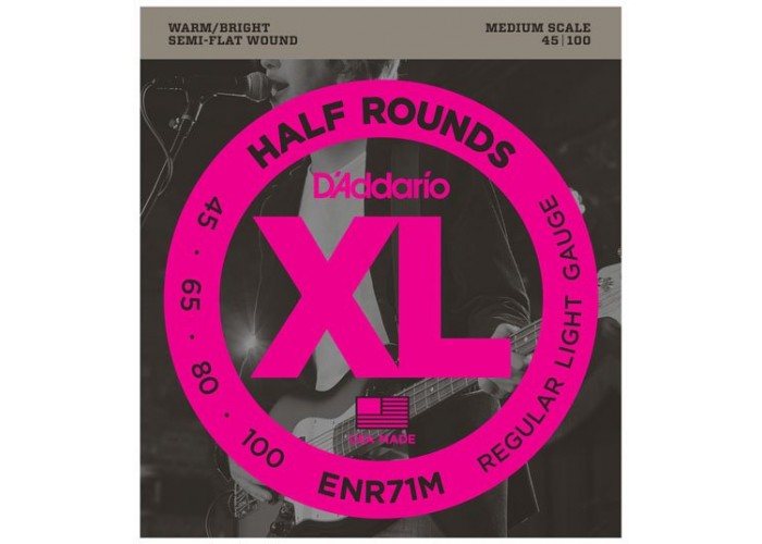 D'Addario ENR71M Half Rounds Комплект струн для бас-гитары, Regular Light, 45-100, Medium Scale