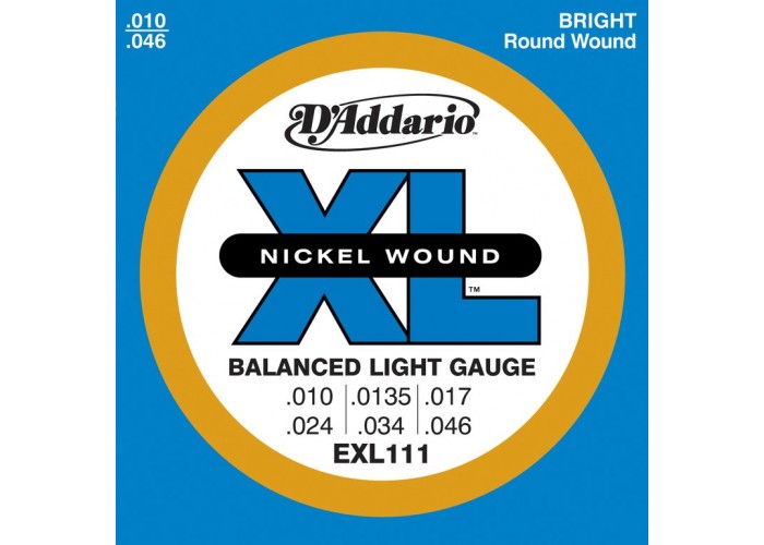 D'Addario EXL111 Nickel Wound Струны для электрогитары, сбаланс. натяжение, Regular Light, 10-46