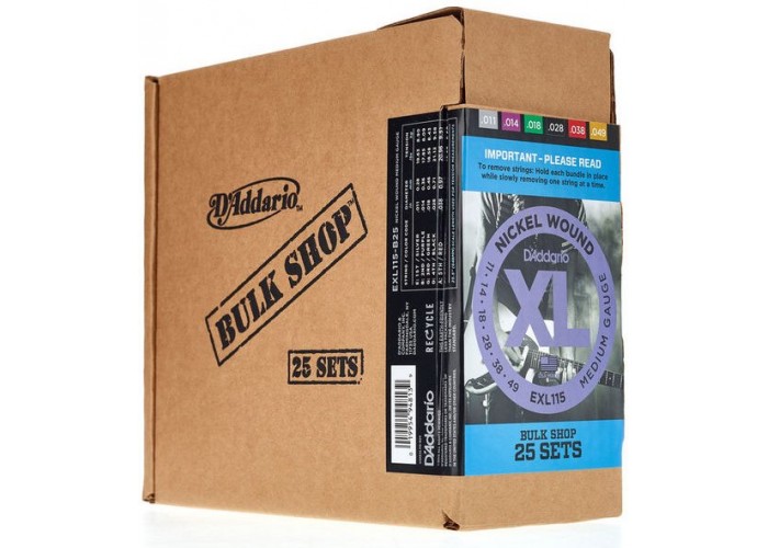 D'Addario EXL115-B25 Nickel Wound Струны для электрогитары, Medium, 11-49, 25 комплектов