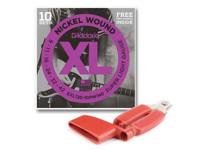 D'ADDARIO EXL120-10PWIND - 10 комплектов струн для электрогитары, 9-42 + вертушка в подарок