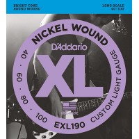 D'Addario EXL190 XL NICKEL WOUND Струны для бас-гитары Long Custom Light 40-100 