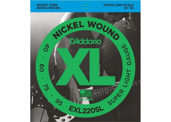 D'Addario EXL220SL Nickel Wound Комплект струн для бас-гитары, Super Light, 40-95, Super Long Scale