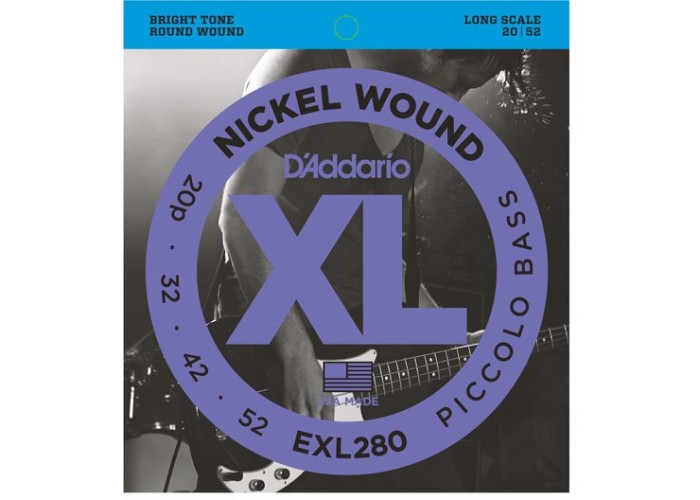 D'Addario EXL280 Nickel Wound Комплект струн для бас-гитары пикколо, 20-52, Long Scale