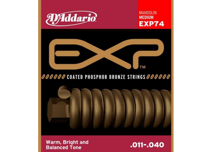 D'Addario EXP74 Coated Комплект струн для мандолины, фосфорная бронза, Medium, 11-40