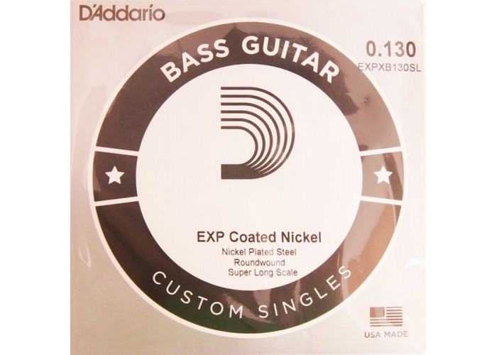 D'Addario EXPXB130SL Coated Nickel Wound Отдельная струна для бас-гитары, с покрытием, 130