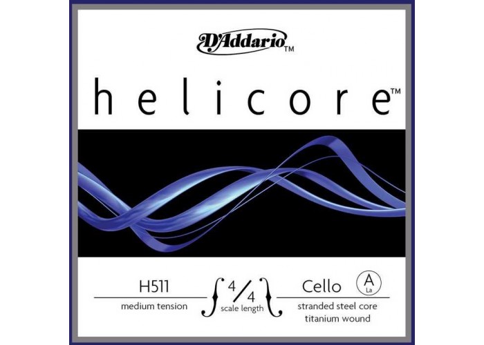 D'Addario H511-4/4M-B10 Helicore Отдельная струна Ля/A для виолончели размером 4/4, ср. натяж, 10шт