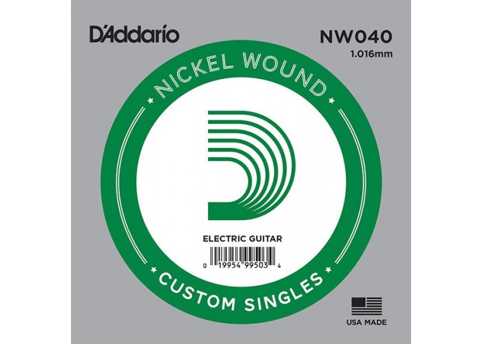 D'Addario NW040 Nickel Wound Отдельная струна для электрогитары, никелированная, .040