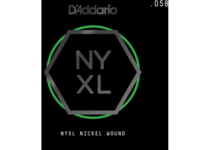 D'Addario NYNW058 NYXL Отдельная струна для электрогитары, никелированная, 058