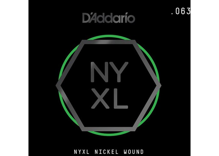 D'Addario NYNW063 NYXL Отдельная струна для электрогитары, никелированная, 063