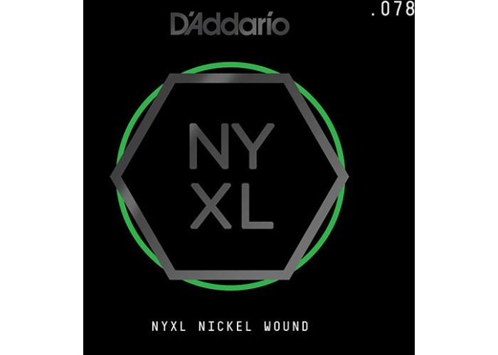 D'Addario NYNW078 NYXL Отдельная струна для электрогитары, никелированная, 078