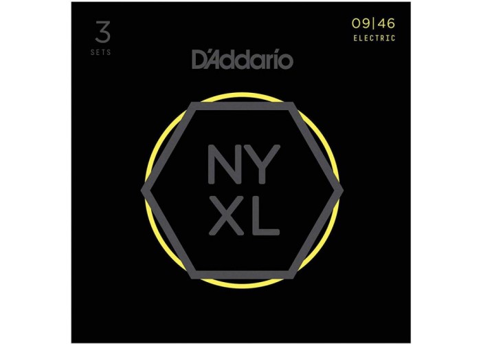 D'Addario NYXL0946-3P Cтруны для электрогитары, никелированные, Regular Light, 09-46, 3 комплекта