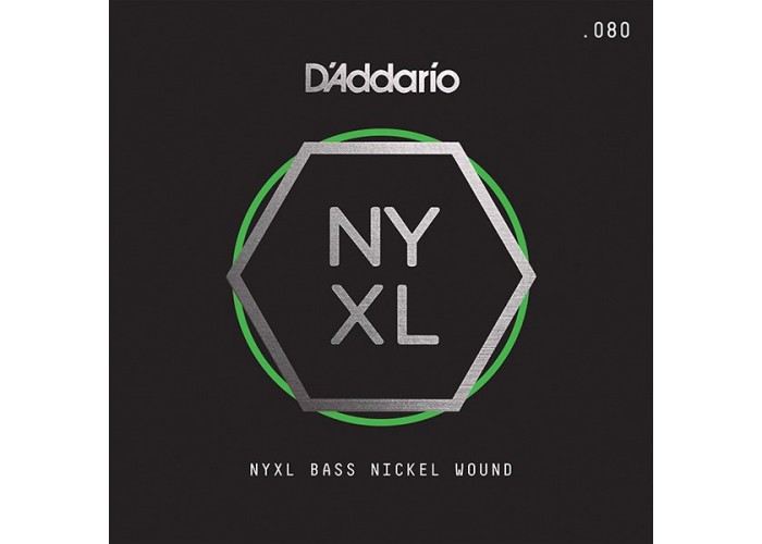 D'Addario NYXLB080 NYXL Отдельная струна для бас-гитары, никелированная, 080