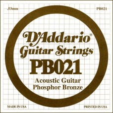 D'Addario PB021 Phosphor Bronze Отдельная струна для акустической гитары, фосфорная бронза, .021