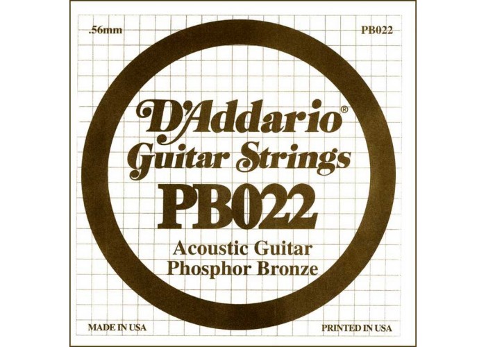 D'ADDARIO PB022 - одиночная струна для акуст. гитары .022 фосфорная бронза