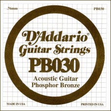 D'Addario PB030 Phosphor Bronze Отдельная струна для акустической гитары, фосфорная бронза, .030