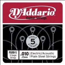 D'ADDARIO PL010-5 Plain Steel - комплект одиночных струн .010. 5 штук