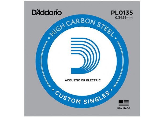 D'Addario PL0135 Plain Steel Отдельная струна без обмотки, сталь, .0135