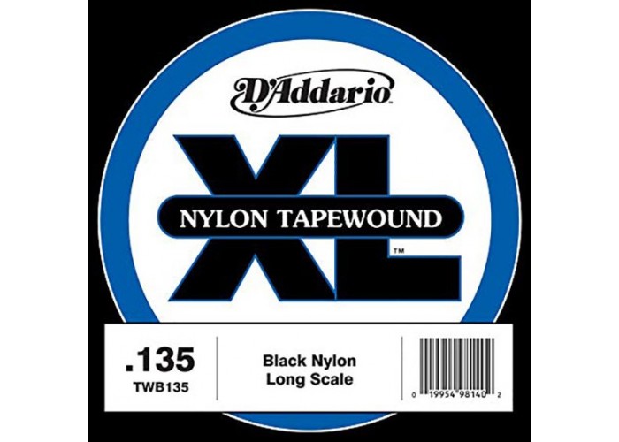 D'Addario TWB135 Tapewound Отдельная струна для бас-гитары, нейлоновая оплетка, 135