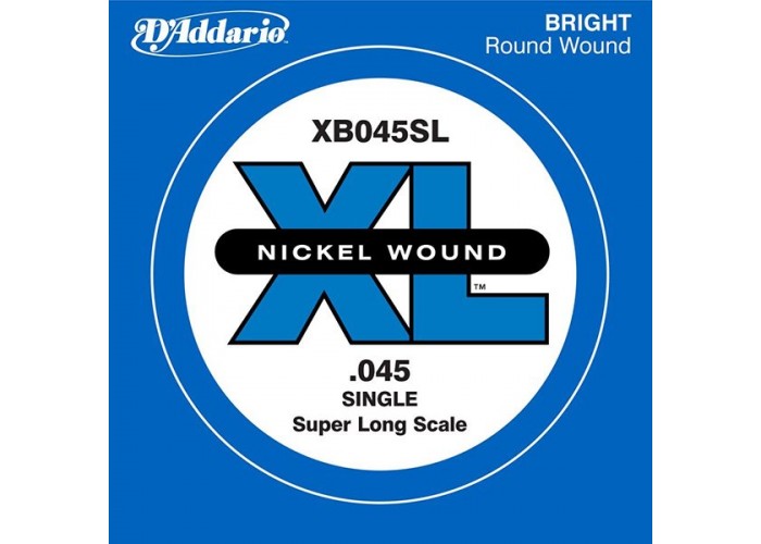 D'Addario XB045SL Nickel Wound Отдельная струна для бас-гитары, никелированная, .045, Super Long