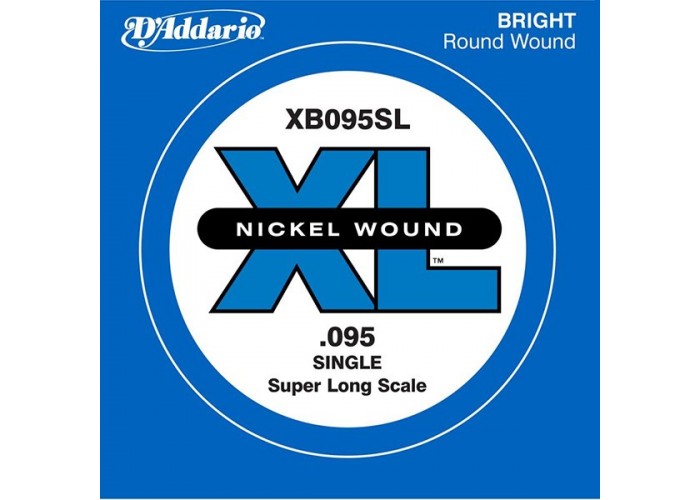 D'Addario XB095SL Nickel Wound Отдельная струна для бас-гитары, никелированная, .095, Super Long