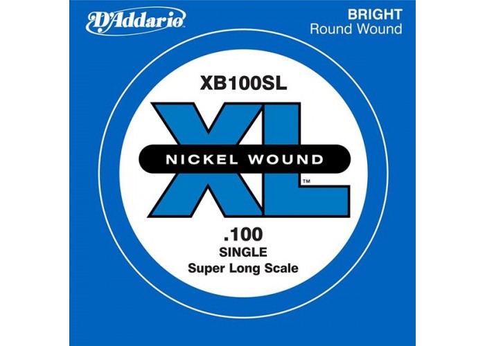 D'Addario XB100SL Nickel Wound Отдельная струна для бас-гитары, никелированная, .100, Super Long