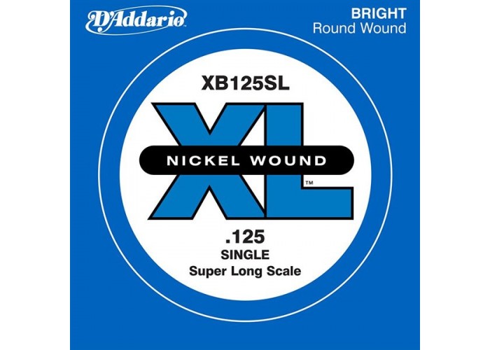 D'Addario XB125SL Nickel Wound Отдельная струна для бас-гитары, никелированная, .125, Super Long