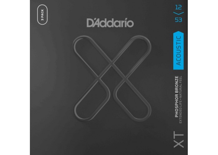 D'Addario XTAPB1253-3P Струны для акустической гитары, фосф.бронза, 12-53, с покрытием, 3 комплекта