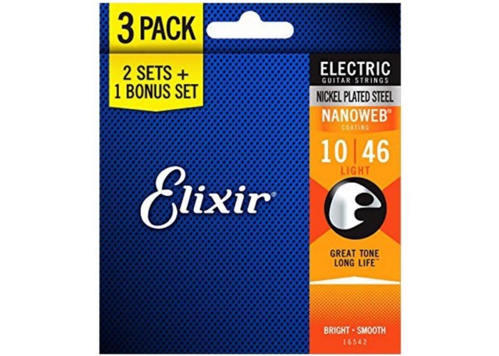 Elixir 16542  Струны Electric NANOWEB Custom Light (.010-.046) 3-pack