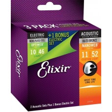 Elixir 16554 Mixed Multipack 2 x 80/20 Nanoweb 11-52 + 1 x Optiweb 10-46