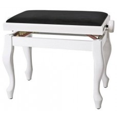 GEWA Piano Bench Deluxe Classic White Highgloss банкетка белая глянцевая гнутые ножки верх черный