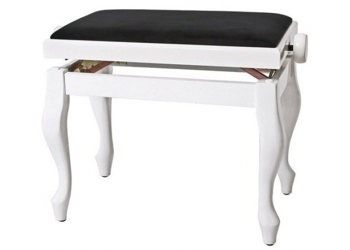 GEWA Piano Bench Deluxe Classic White Highgloss банкетка белая глянцевая гнутые ножки верх черный