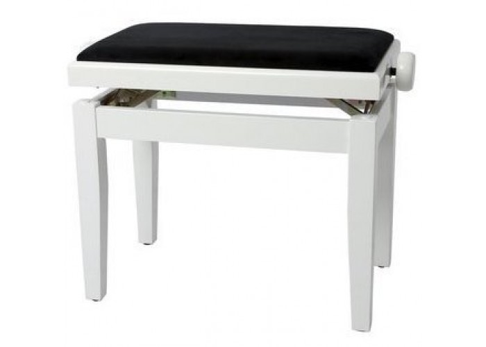 GEWA Piano Bench Deluxe White Highgloss банкетка белая глянцевая прямые ножки верх черный