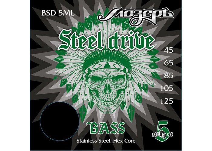 Мозеръ BSD-5ML Steel Drive Комплект струн для 5-струнной бас-гитары, сталь, 45-125