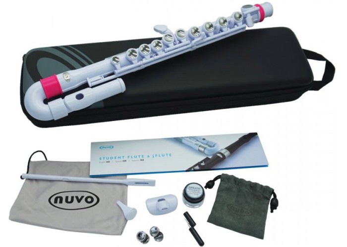 NUVO jFlute Kit White/Pink флейта, изогнутая головка, пластик