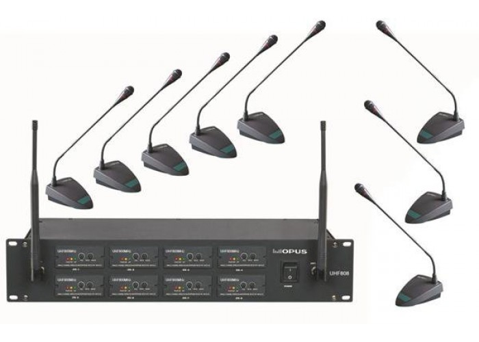 OPUS UHF 808 радиосистема ручная с 8 конференц микрофонами, частота 500-900 MHz