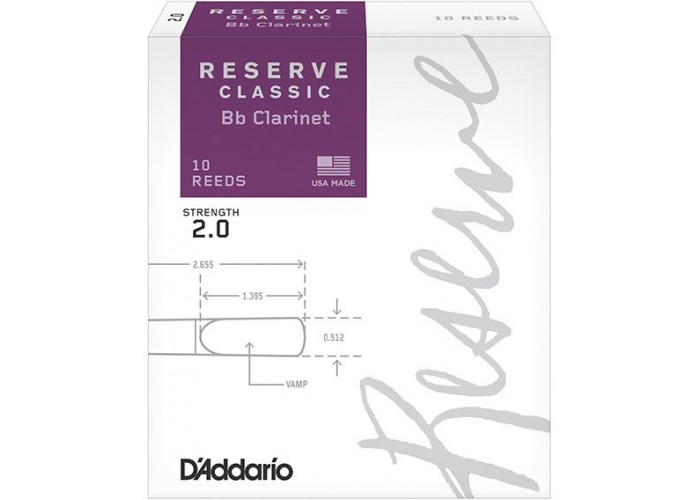 Rico DCT1020 Reserve Classic Трости для кларнета Bb, размер 2.0, 10шт