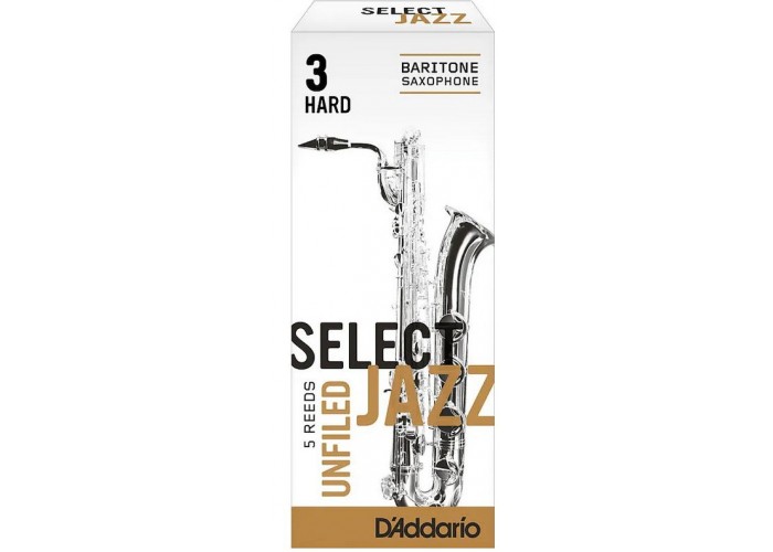 Rico RRS05BSX3H Select Jazz Unfiled Трости для саксофона баритон, размер 3, жесткие (Hard), 5шт